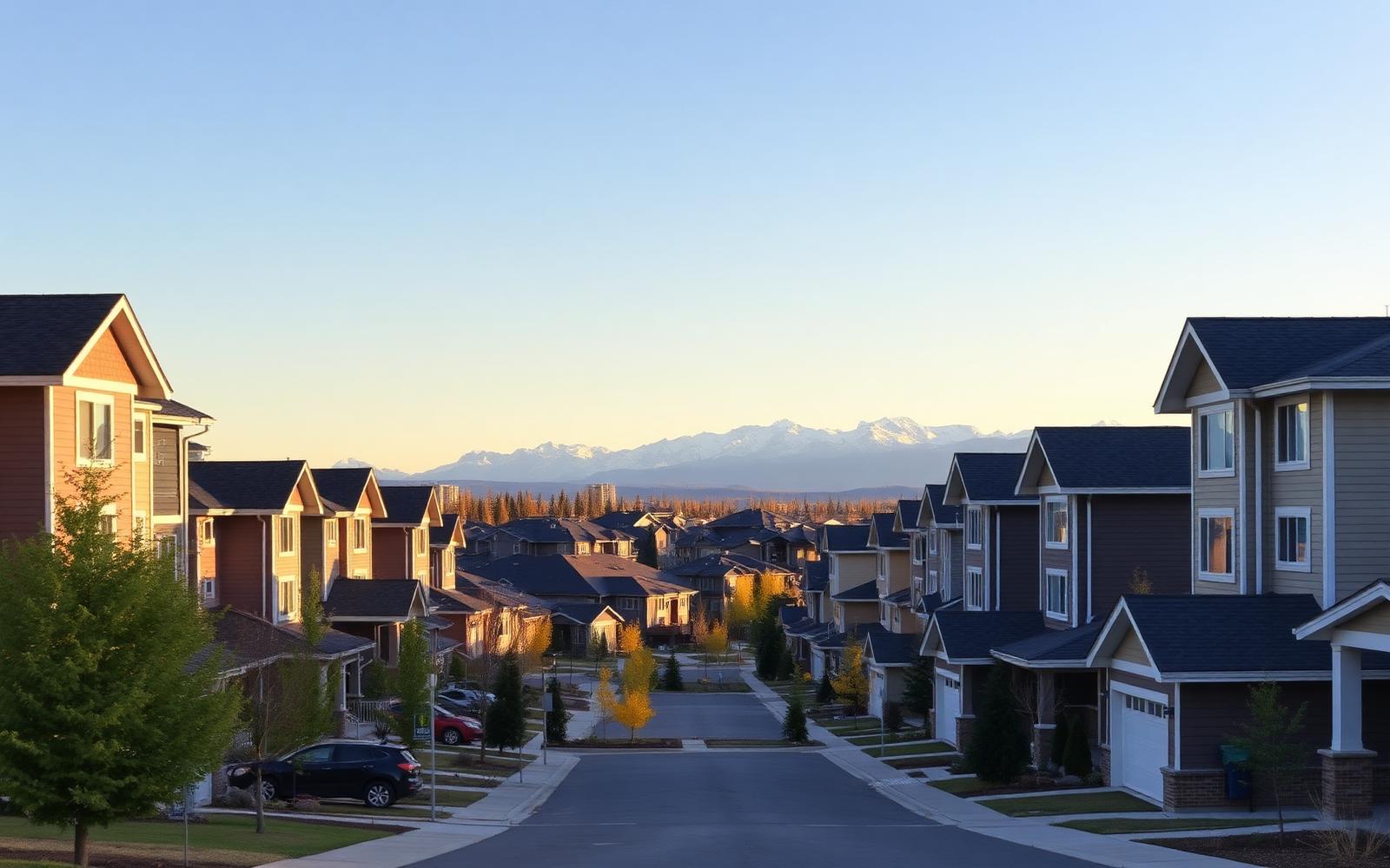 Alberta residential neighbourhood at golden hour